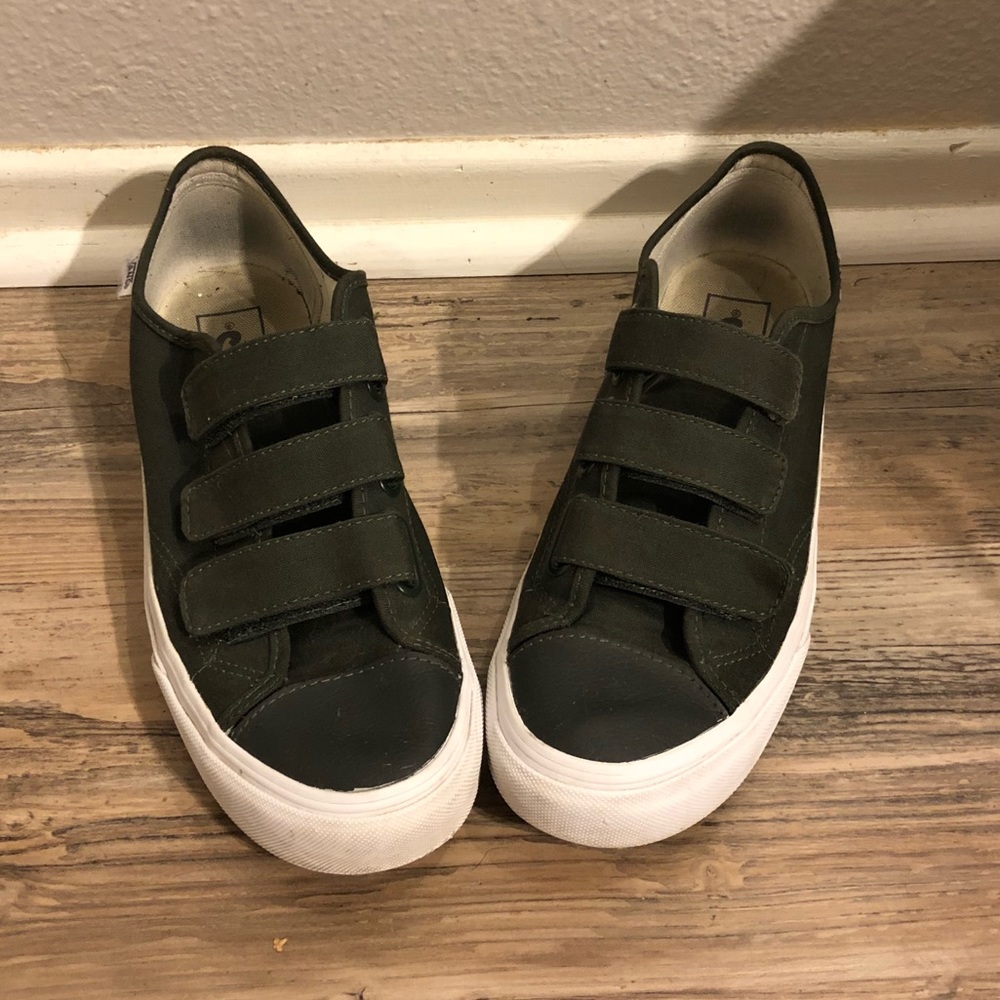 Army Green Velcro Vans